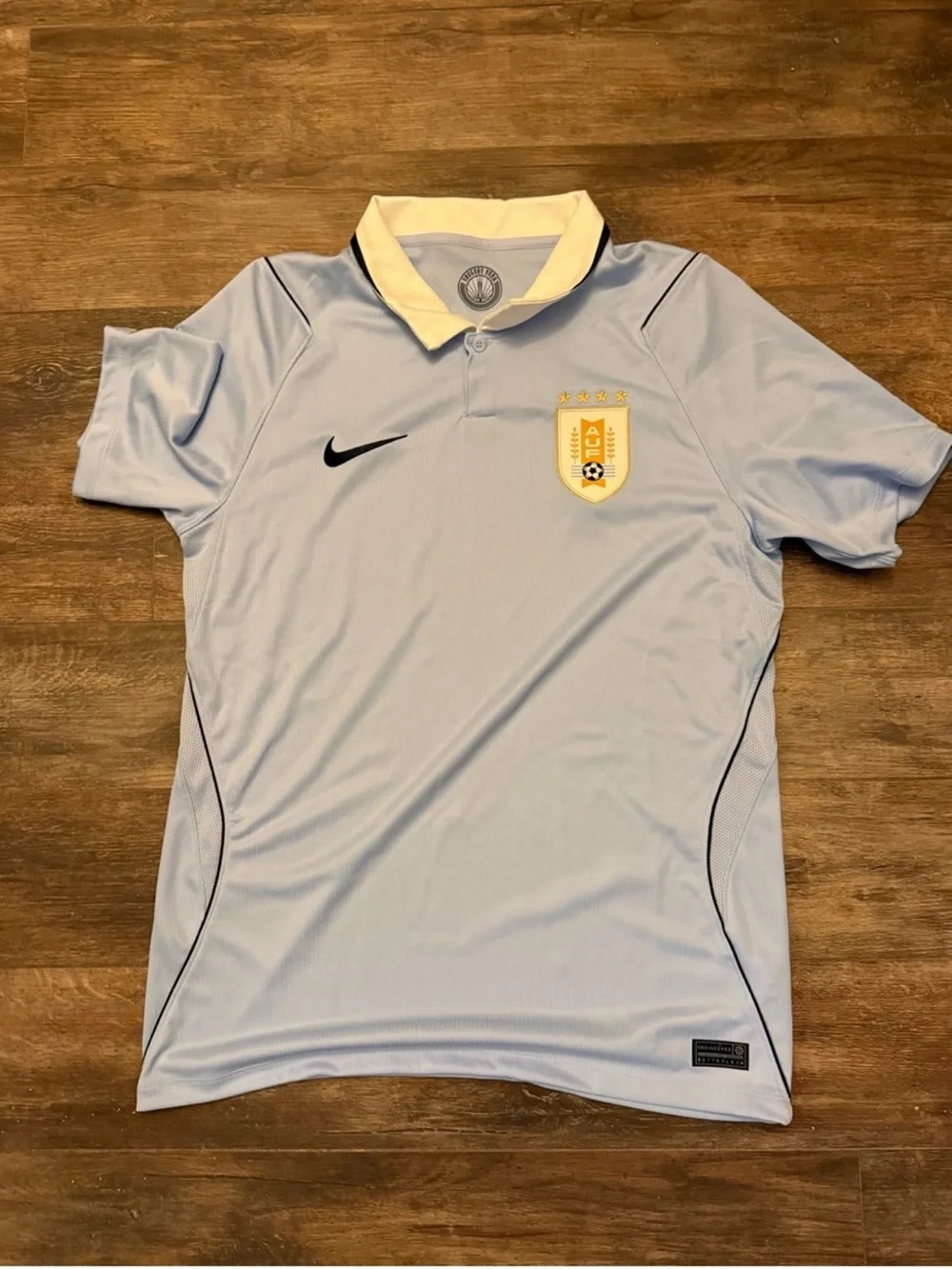 Nike Light Blue and White Men's Soccer Jersey